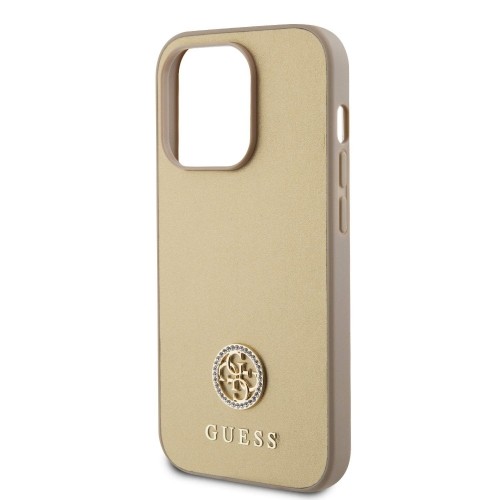 Guess PU 4G Strass Metal Logo Case for iPhone 15 Pro Gold image 4