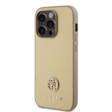 Guess PU 4G Strass Metal Logo Case for iPhone 15 Pro Gold