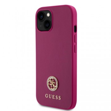 Guess PU 4G Strass Metal Logo Case for iPhone 15 Pink