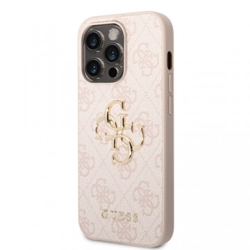 Guess PU 4G Metal Logo Case for iPhone 15 Pro Max Pink