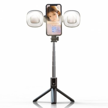 OEM Selfie Stick MINI - with detachable bluetooth remote control, tripod and 2 LED lights - P40S-F BLACK