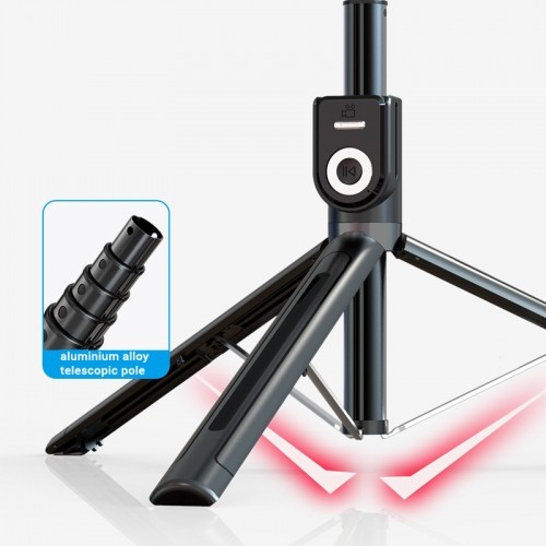 OEM Selfie Stick - with detachable bluetooth remote control and tripod - P80 1,3 metres BLACK image 2