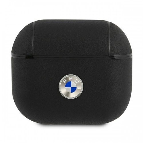BMW BMA3SSLBK AirPods 3 cover czarny|black Geniune Leather Silver Logo image 1