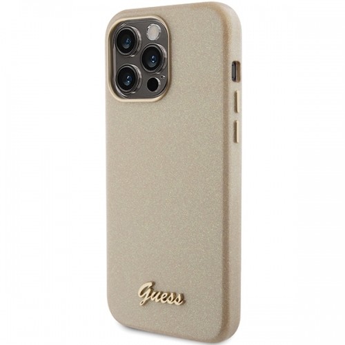 Guess GUHCP15XPGMCSD iPhone 15 Pro Max 6.7" złoty|light gold hardcase Glitter Glossy Script image 2
