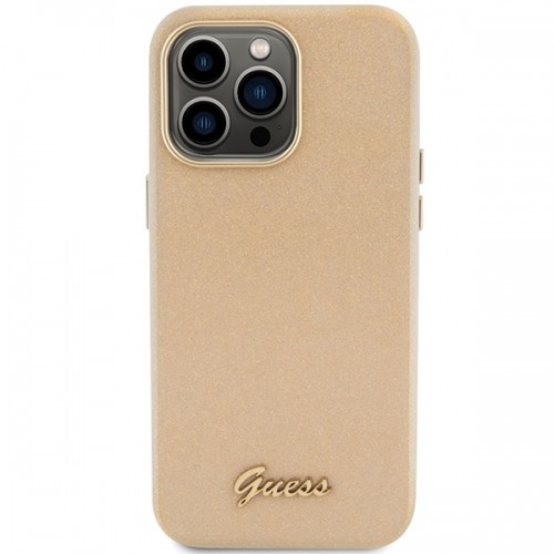 Guess GUHCP15XPGMCSD iPhone 15 Pro Max 6.7" złoty|light gold hardcase Glitter Glossy Script image 3