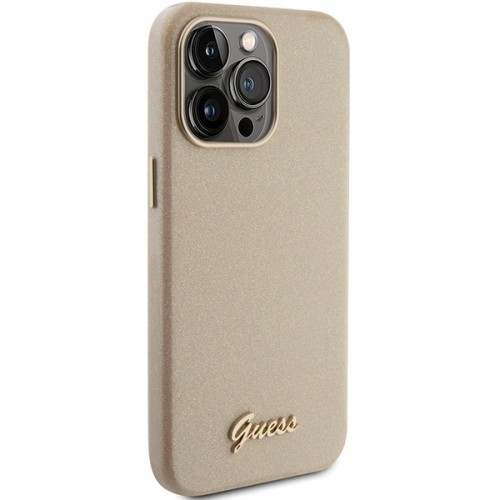 Guess GUHCP15XPGMCSD iPhone 15 Pro Max 6.7" złoty|light gold hardcase Glitter Glossy Script image 4