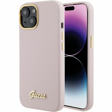 Guess GUHCP15SSMBSLP iPhone 15 6.1" różowy|pink hardcase Silicone Script Metal Logo & Frame