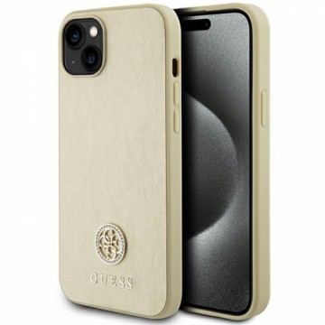 Guess GUHCP15SPS4DGPD iPhone 15 6.1" złoty|gold hardcase Leather 4G Metal Logo Strass
