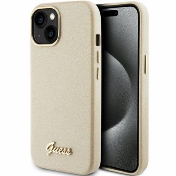 Guess GUHCP15SPGMCSD iPhone 15 6.1" złoty|light gold hardcase Glitter Glossy Script