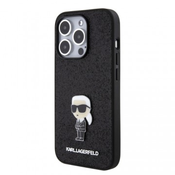 Karl Lagerfeld Fixed Glitter Metal Ikonik Case for iPhone 15 Pro Black