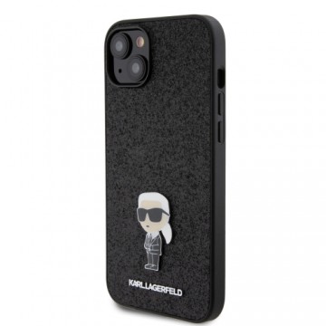 Karl Lagerfeld Fixed Glitter Metal Ikonik Case for iPhone 15 Plus Black