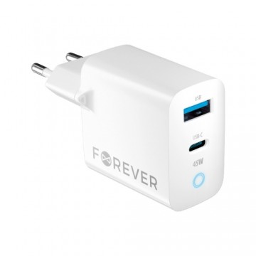 Forever TC-06-45AC GaN PD QC charger 1x USB-C 1x USB 45W white