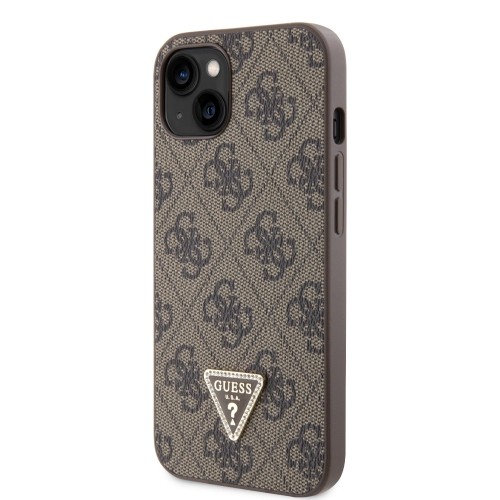 Guess PU 4G Strass Triangle Metal Logo Case for iPhone 15 Brown image 1