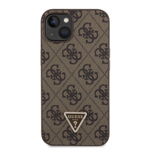 Guess PU 4G Strass Triangle Metal Logo Case for iPhone 15 Brown image 2