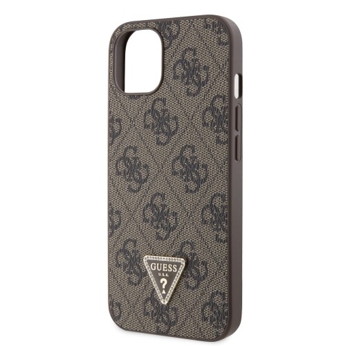 Guess PU 4G Strass Triangle Metal Logo Case for iPhone 15 Brown image 5
