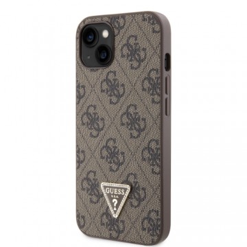 Guess PU 4G Strass Triangle Metal Logo Case for iPhone 15 Brown