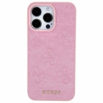 Guess GUHCP15SP4EPMP iPhone 15 6.1" różowy|pink hardcase Leather 4G Stamped
