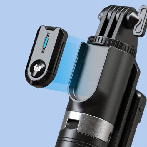 OEM Selfie Stick - with detachable bluetooth remote control, tripod and LED light - P100D BLACK image 2