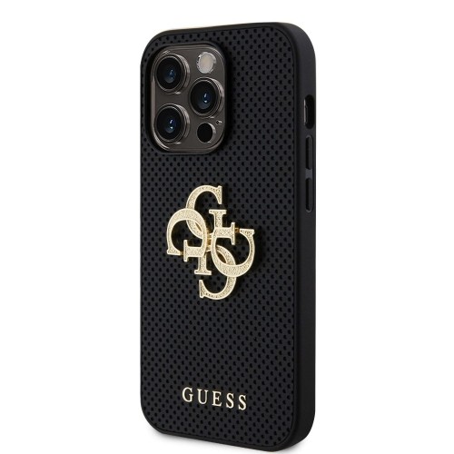Guess PU Perforated 4G Glitter Metal Logo Case for iPhone 14 Pro Max Black image 1