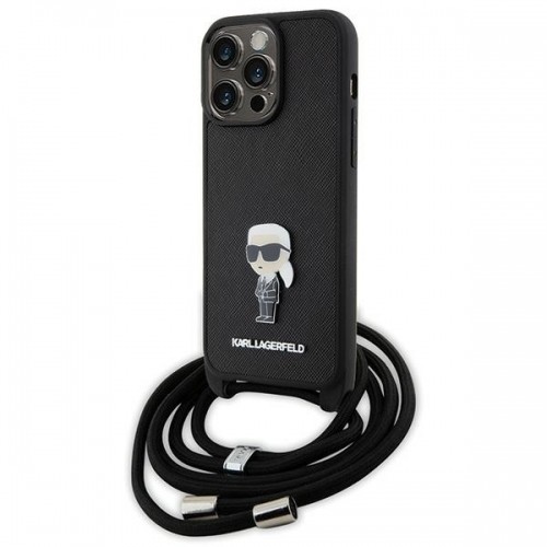Karl Lagerfeld KLHCP15XSASKNPSK iPhone 15 Pro Max 6.7" hardcase czarny|black Crossbody Saffiano Monogram Metal Pin Karl & Choupette image 1