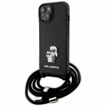 Karl Lagerfeld KLHCP15SSAKCPSK iPhone 15 6.1" hardcase czarny|black Crossbody Saffiano Metal Pin Karl & Choupette