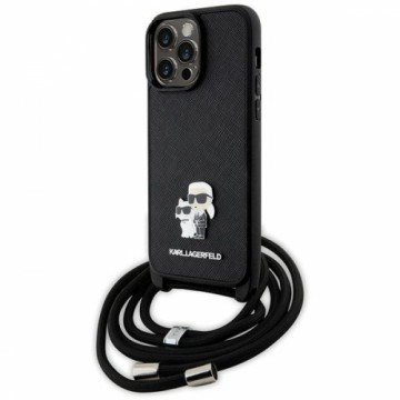Karl Lagerfeld KLHCP13XSAKCPSK iPhone 13 Pro Max 6.7" hardcase czarny|black Crossbody Saffiano Metal Pin Karl & Choupette