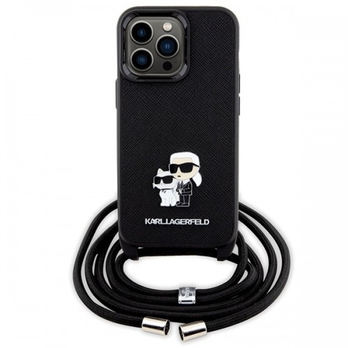 Karl Lagerfeld KLHCP13LSAKCPSK iPhone 13 Pro | 13 6.1" hardcase czarny|black Crossbody Saffiano Metal Pin Karl & Choupette image 2