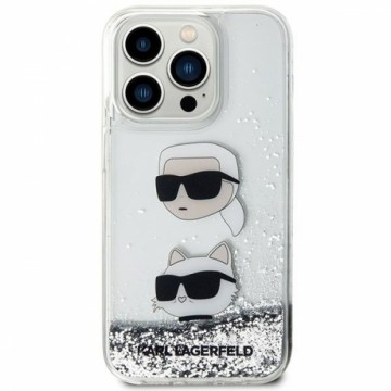 Karl Lagerfeld KLHCN61LDHKCNS iPhone 11 | Xr 6.1" srebrny|silver hardcase Liquid Glitter Karl & Choupette Heads