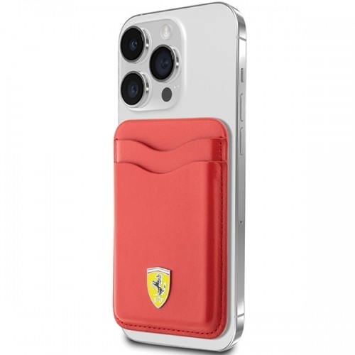 Ferrari Wallet Card Slot FEWCMRSIR czerwony|red MagSafe Leather 2023 Collection image 1