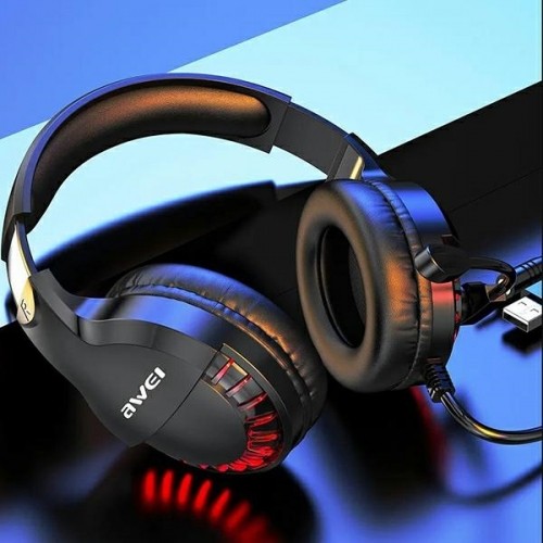 AWEI słuchawki gaming ES-770i nauszne gamingowe z mikrofonem czarny|black image 2