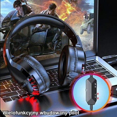 AWEI słuchawki gaming ES-770i nauszne gamingowe z mikrofonem czarny|black image 5
