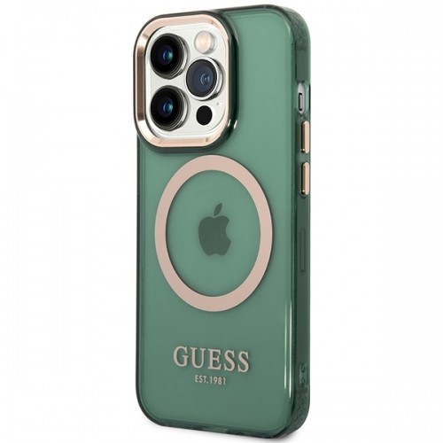 Guess GUHMP14XHTCMA iPhone 14 Pro Max 6,7" zielony|khaki hard case Gold Outline Translucent MagSafe image 2