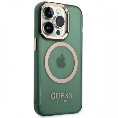 Guess GUHMP14XHTCMA iPhone 14 Pro Max 6,7" zielony|khaki hard case Gold Outline Translucent MagSafe image 4