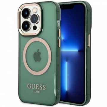 Guess GUHMP14XHTCMA iPhone 14 Pro Max 6,7" zielony|khaki hard case Gold Outline Translucent MagSafe