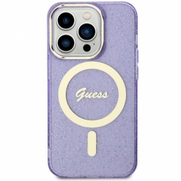 Guess GUHMN61HCMCGU iPhone 11 | Xr 6.1" purpurowy|purple hardcase Glitter Gold MagSafe