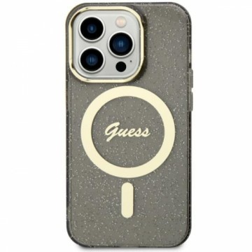 Guess GUHMN61HCMCGK iPhone 11 | Xr 6.1" czarny|black hardcase Glitter Gold MagSafe