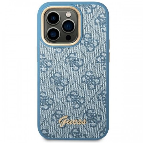Guess GUHCP14XHG4SHB iPhone 14 Pro Max 6,7" niebieski|blue hard case 4G Vintage Gold Logo image 3