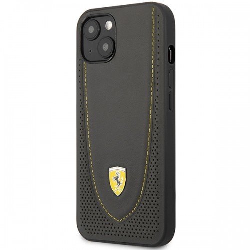 Ferrari FEHCP13MRGOG iPhone 13 6.1" czarny|black hardcase Leather Curved Line image 2