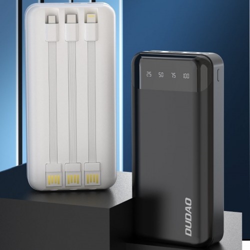 Dudao capacious powerbank with 3 built-in cables 20000mAh USB Type C + micro USB + Lightning black (Dudao K6Pro +) image 2