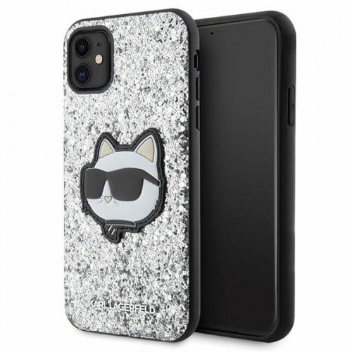 Original Pouch KARL LAGERFELD Glitter Choupette Patch KLHCN61G2CPS for Iphone 11| Xr Silver image 1