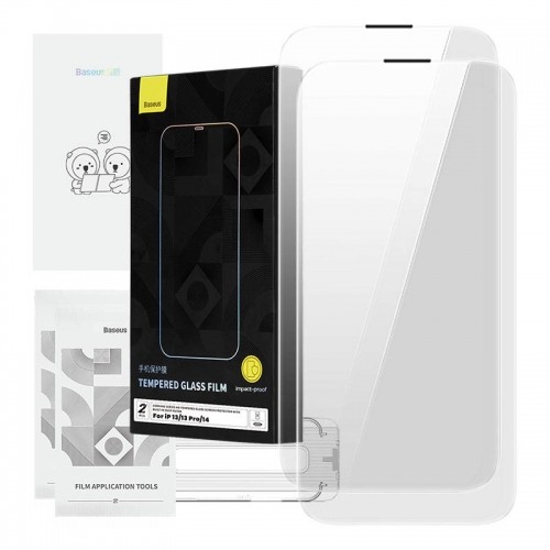 Tempered Glass Baseus Corning for iPhone 13|13 Pro|14 with built-in dust filter image 1