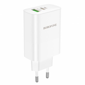 OEM Borofone Wall charger BN10 Sunlight - USB + Type C - QC 3.0 PD 65W white