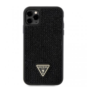 Guess Rhinestones Triangle Metal Logo Case for iPhone 11 Pro Black