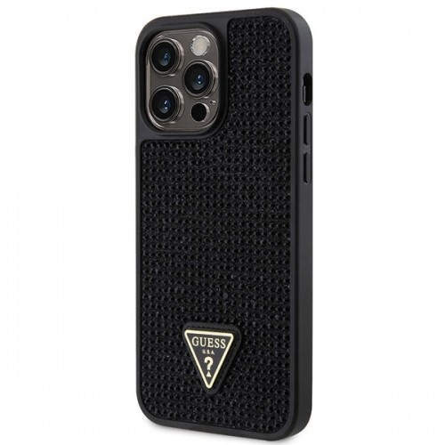 Guess Rhinestones Triangle Metal Logo Case for iPhone 14 Pro Max Black image 2