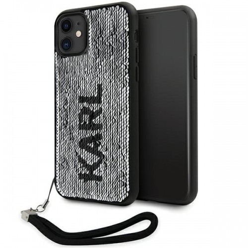 Karl Lagerfeld Sequins Reversible Case for iPhone 11 Black|Silver image 1