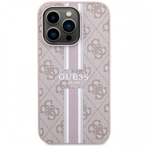 Guess GUHMP14LP4RPSP iPhone 14 Pro 6.1" różowy|pink hardcase 4G Printed Stripes MagSafe image 3