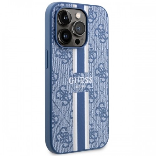 Guess GUHMP14LP4RPSB iPhone 14 Pro 6.1" niebieski|blue hardcase 4G Printed Stripes MagSafe image 4