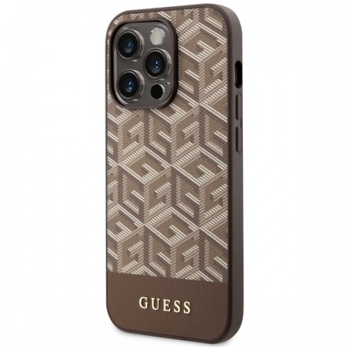 Guess GUHMP14LHGCFSEW iPhone 14 Pro 6.1" brązowy|brown hard case GCube Stripes MagSafe image 2