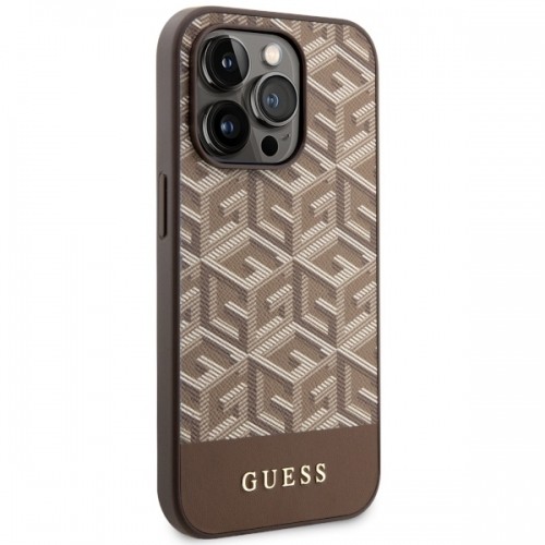Guess GUHMP14LHGCFSEW iPhone 14 Pro 6.1" brązowy|brown hard case GCube Stripes MagSafe image 4