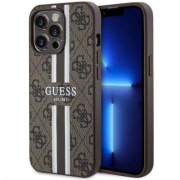Guess GUHMP13LP4RPSW iPhone 13 Pro | 13 6.1" brązowy|brown hardcase 4G Printed Stripes MagSafe